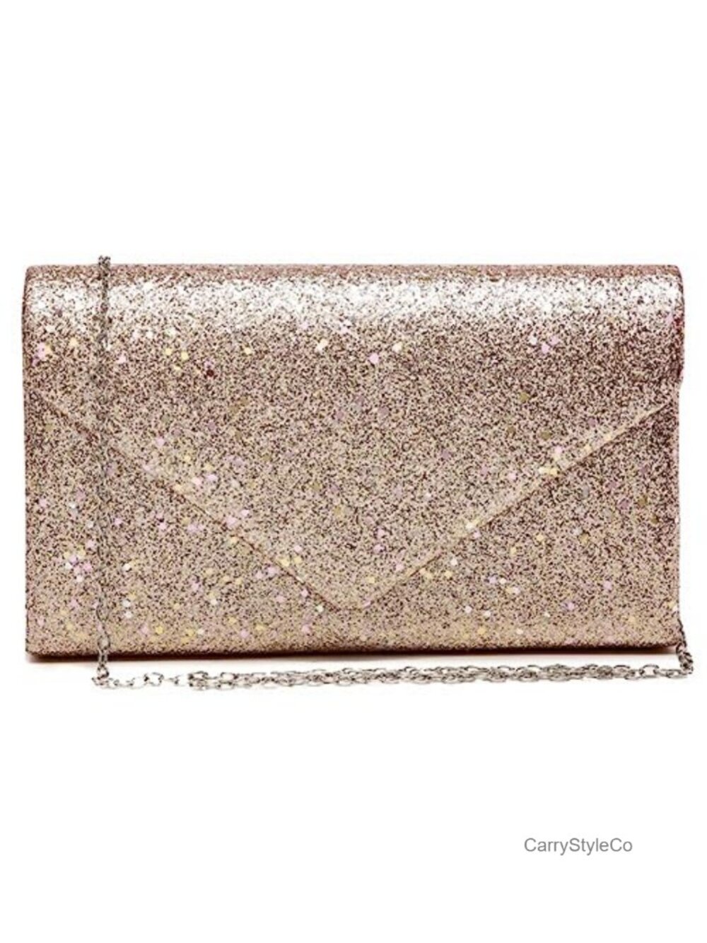 Glitter Evening Bag Clutch Purse Envelope with Chain Strap